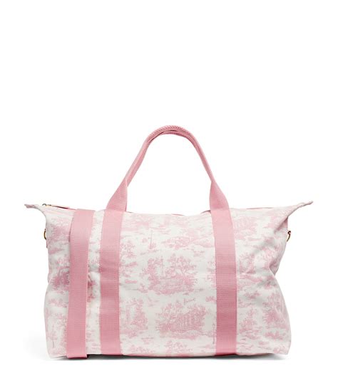 harrods pink toile overnight bag